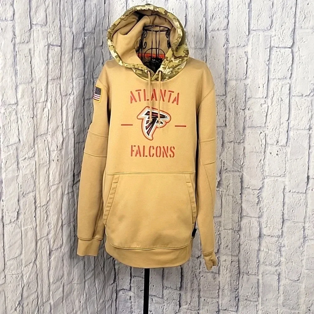 NIKE ATLANTA FALCONS On Field Dri Fit Army Camouflage Salute The Troops Hoodie M